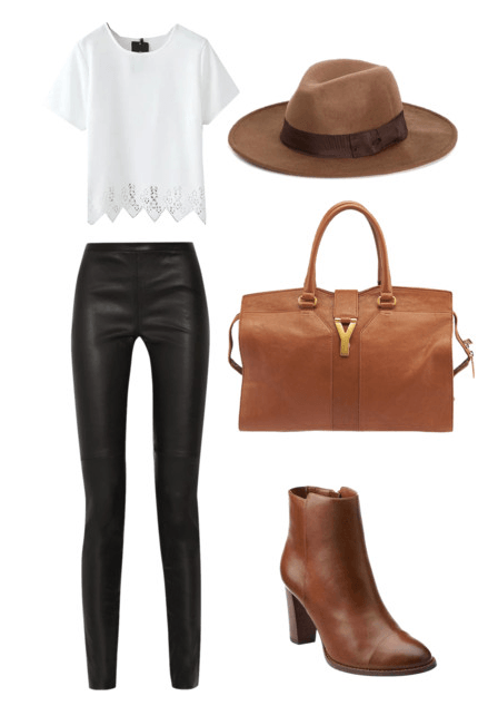 Neutral November white top black pants