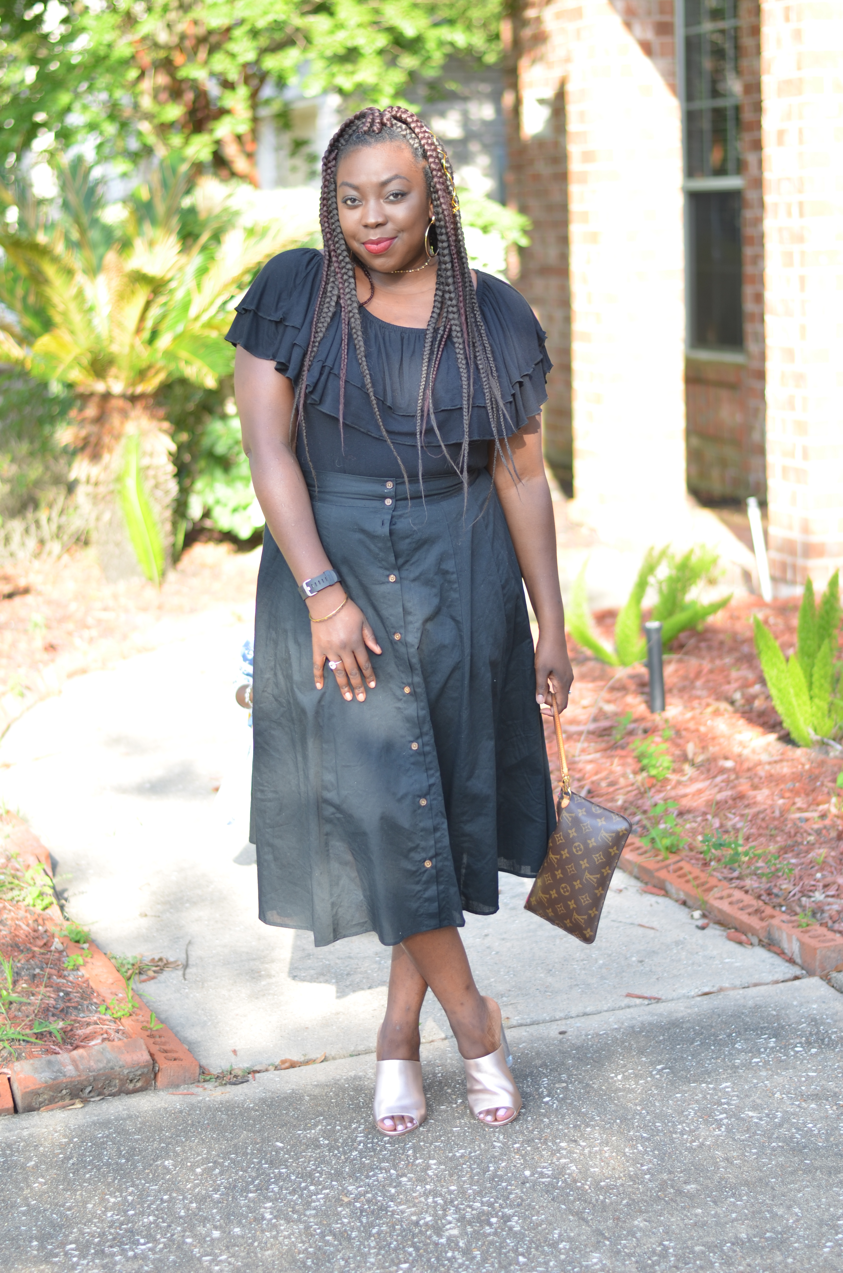 BoxBraidsAllBlackSkirt