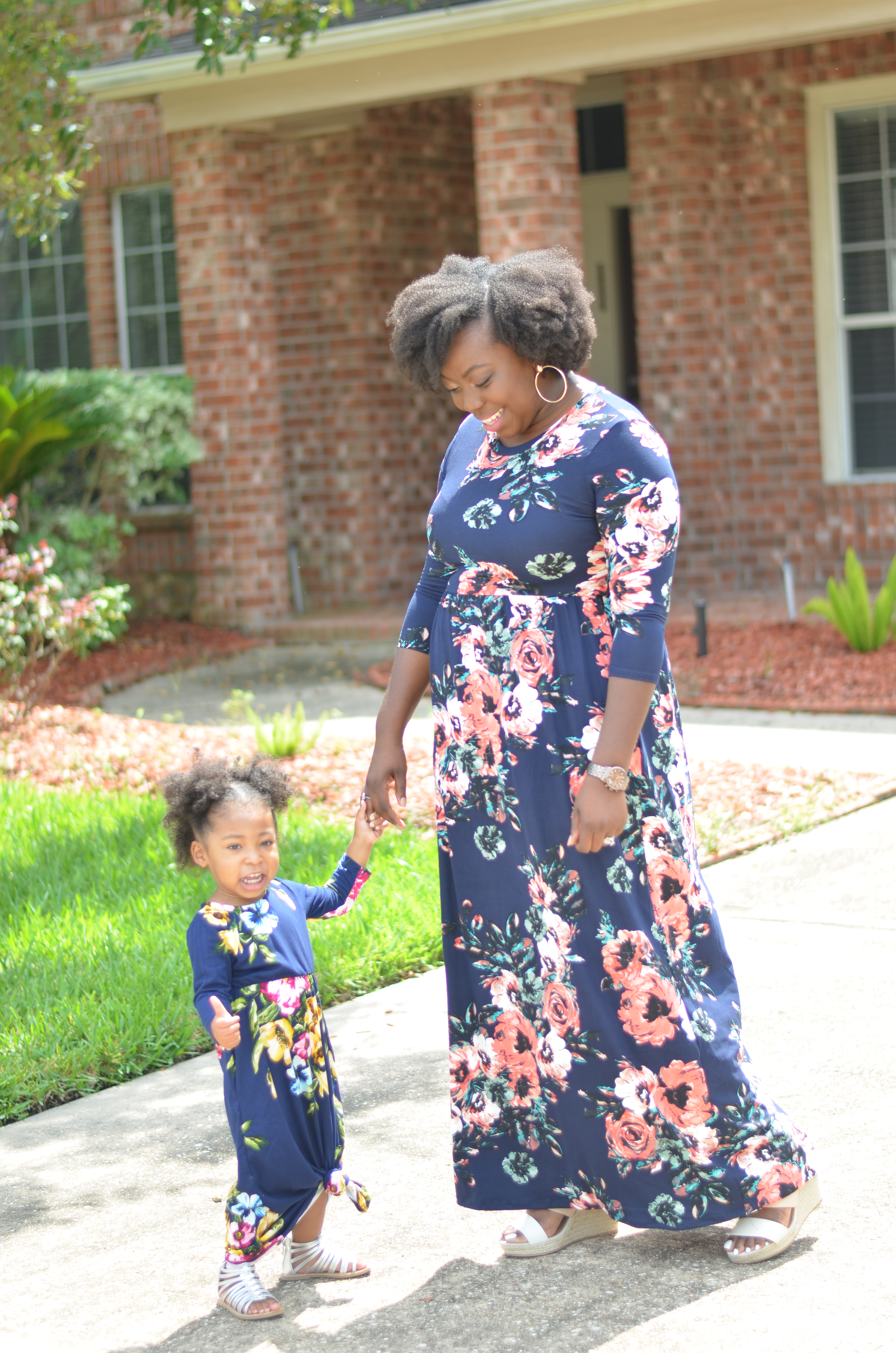 MommyandMeFloralNavyBluePinkBlush