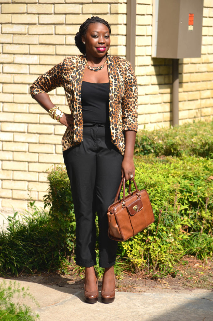 AnimalPrintBlazerBlack-Brown